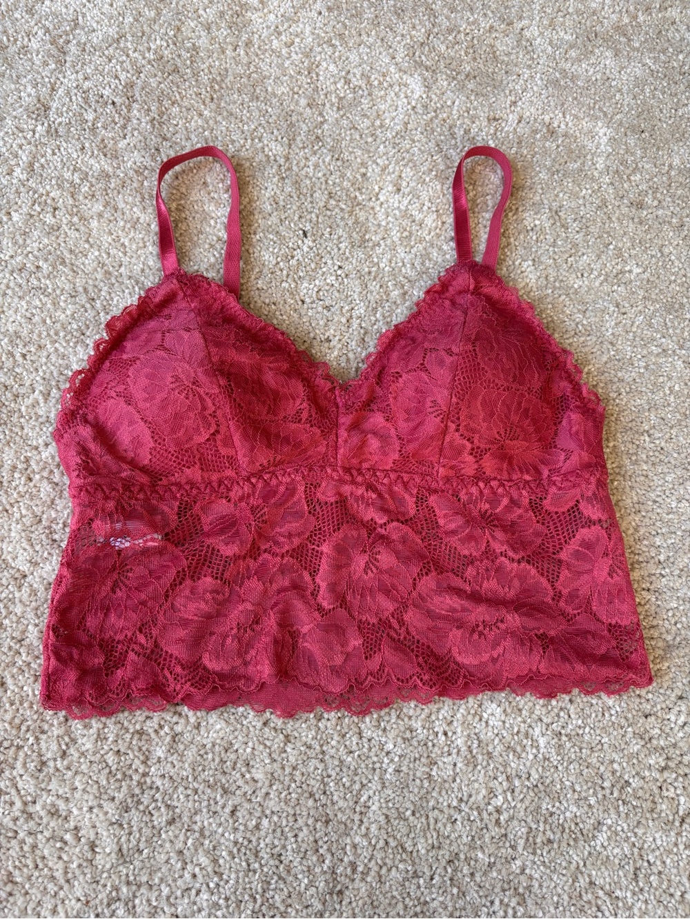 Marilyn Monroe Lace Bralette Pink Floral Lace Wireless Crop Top Size S